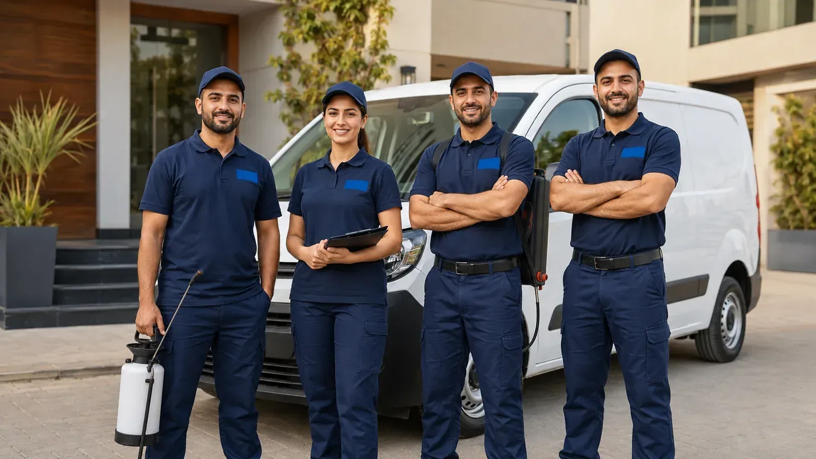 فني مكافحة حشرات بيفحص شقة أثناء زيارة ميدانية. مقالة: شركة مكافحة حشرات في كمبوند سوديك التجمع