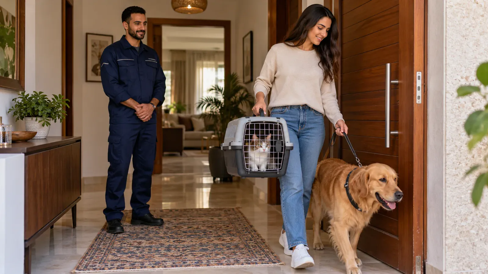 فني مكافحة حشرات بيفحص شقة أثناء زيارة ميدانية. مقالة: شركة مكافحة حشرات في كمبوند الخمائل